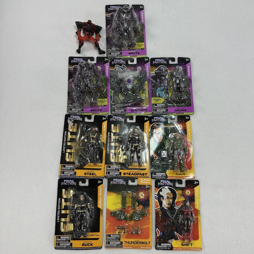Final Faction Alpha Team 1 Kharn Action Figure Lot 11pc Brute Steel Ruck Shift